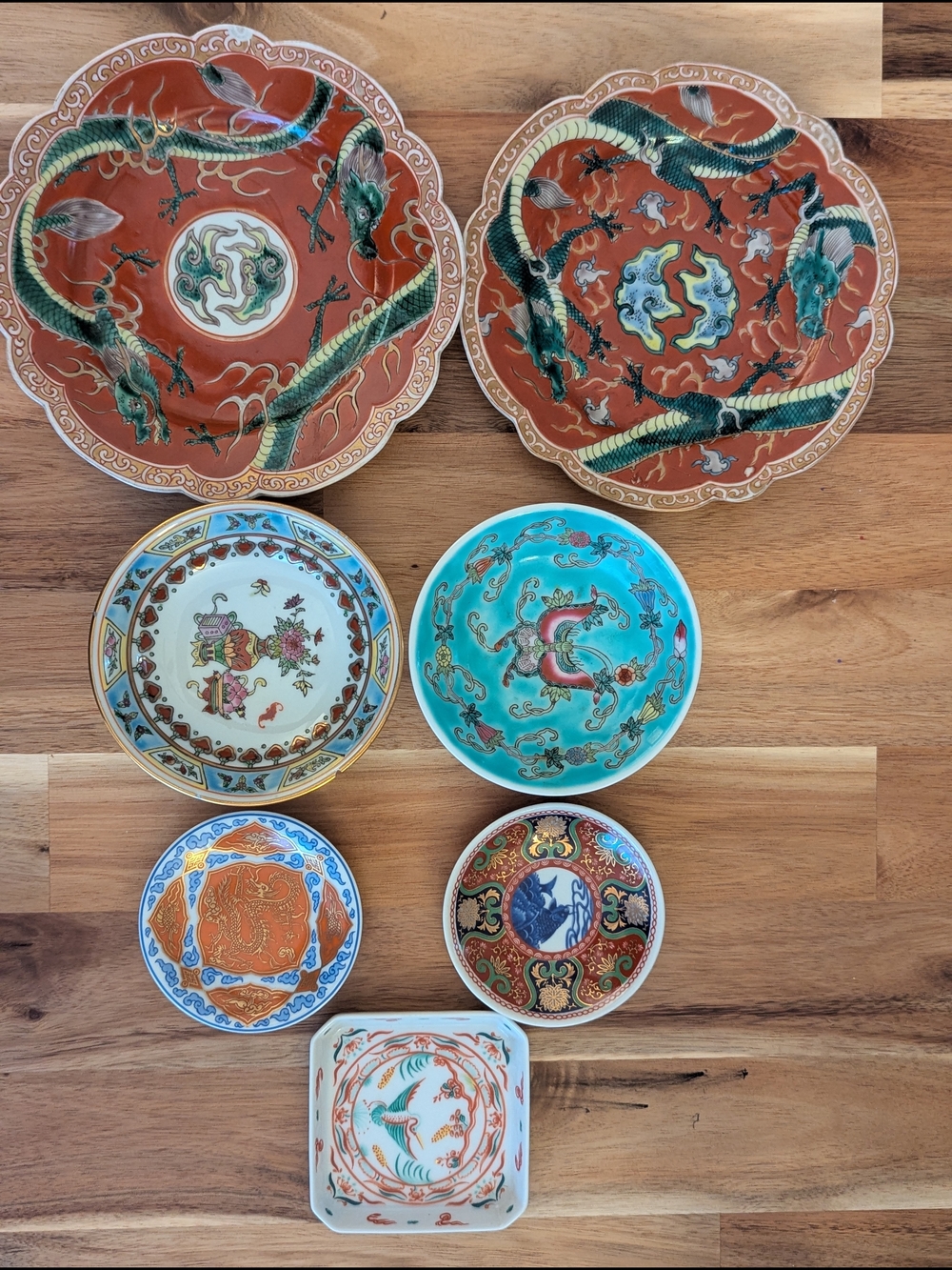 Gallery Wall Curated Vintage Asian Porcelain Bundle Plate Wall 7 Pieces
